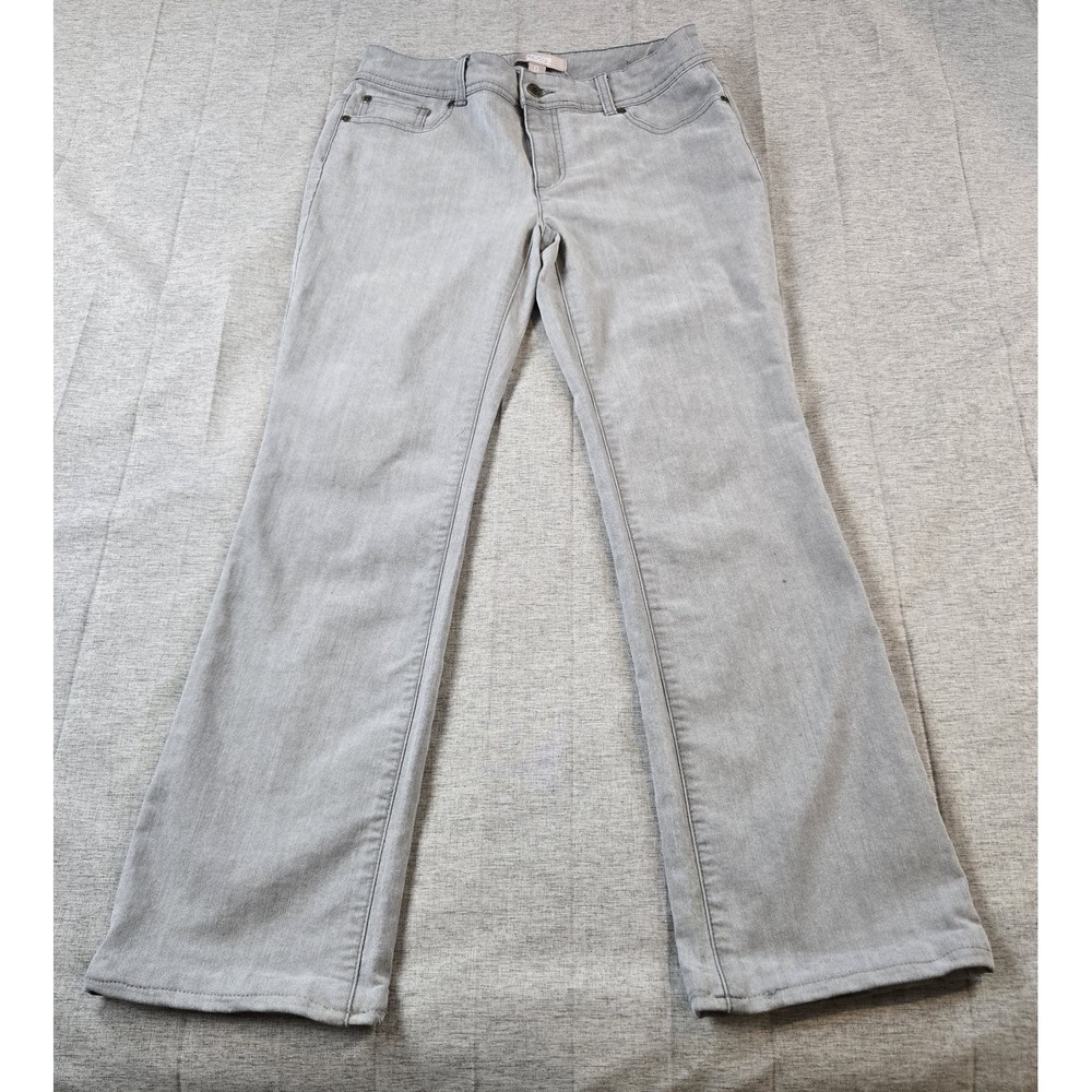 Chico's Women's Jeans Gray Denim Stretch Low Rise Straight‎ Leg Hemmed 31" X 29"